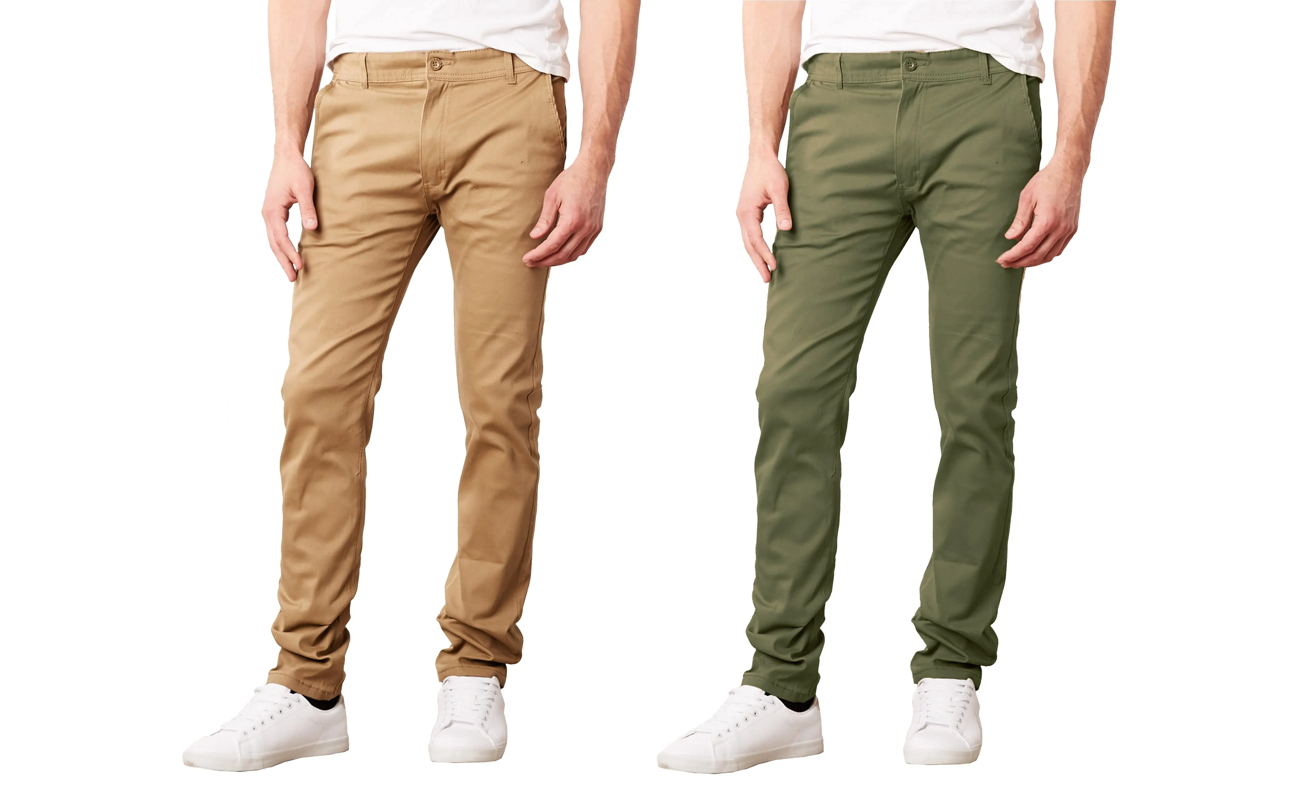 Men's Slim Fit Cotton Stretch Chino Pants 2 Pack