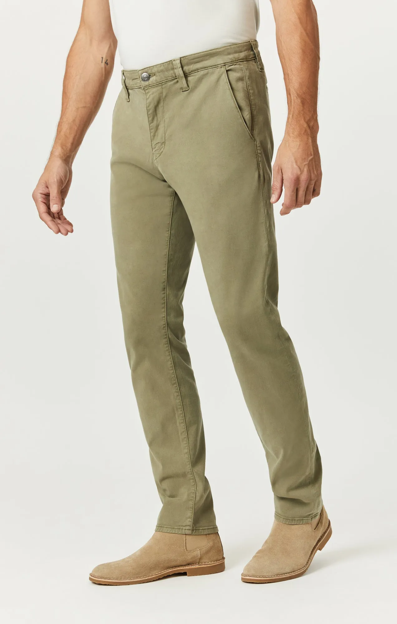 MILTON SLIM STRAIGHT CHINO IN DEEP GREEN LUXE TWILL