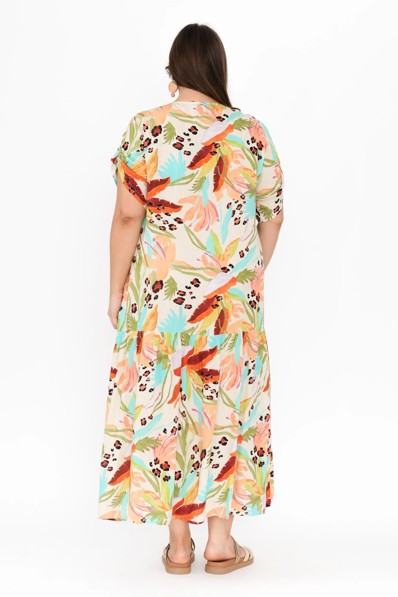 Natural Jungle Peak Maxi Dress