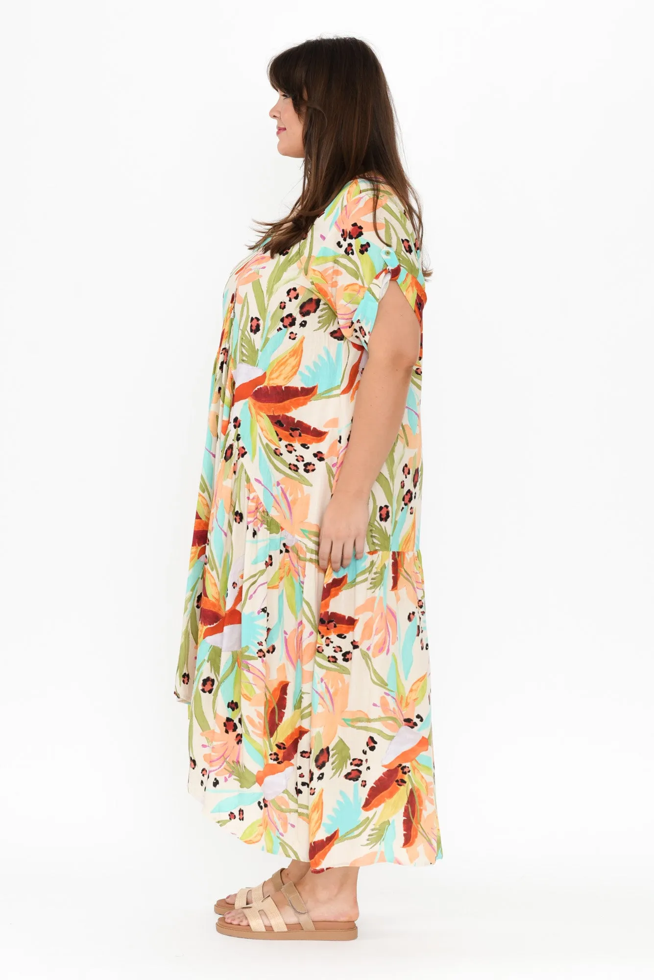 Natural Jungle Peak Maxi Dress