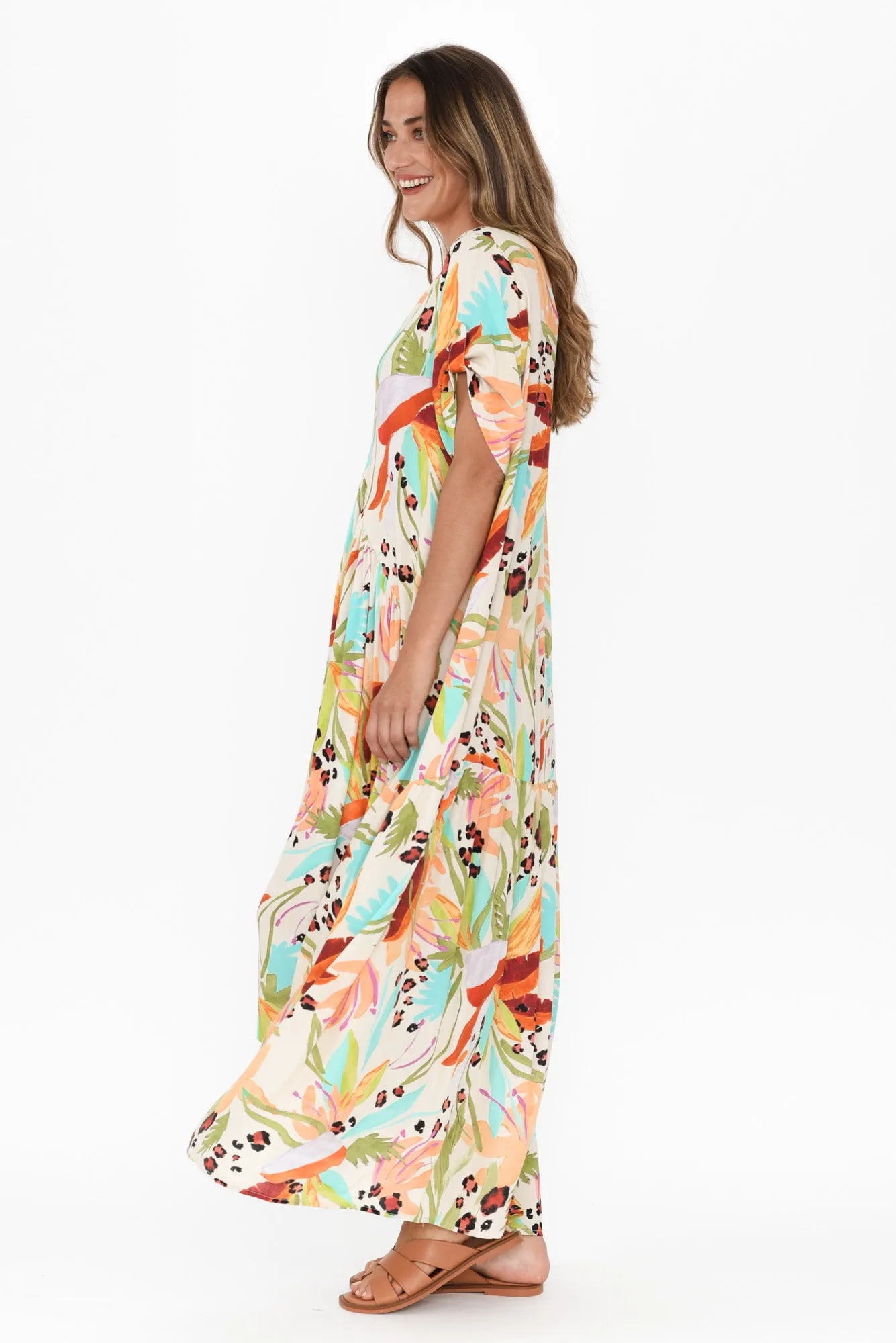 Natural Jungle Peak Maxi Dress