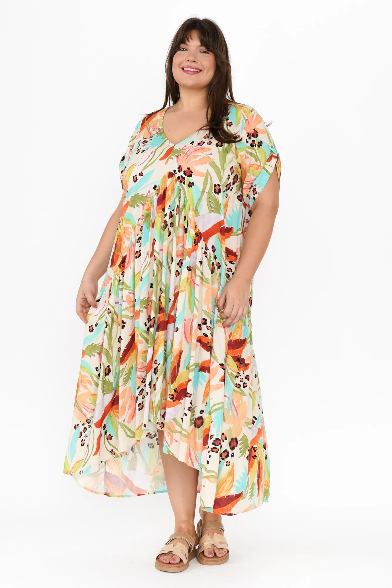 Natural Jungle Peak Maxi Dress