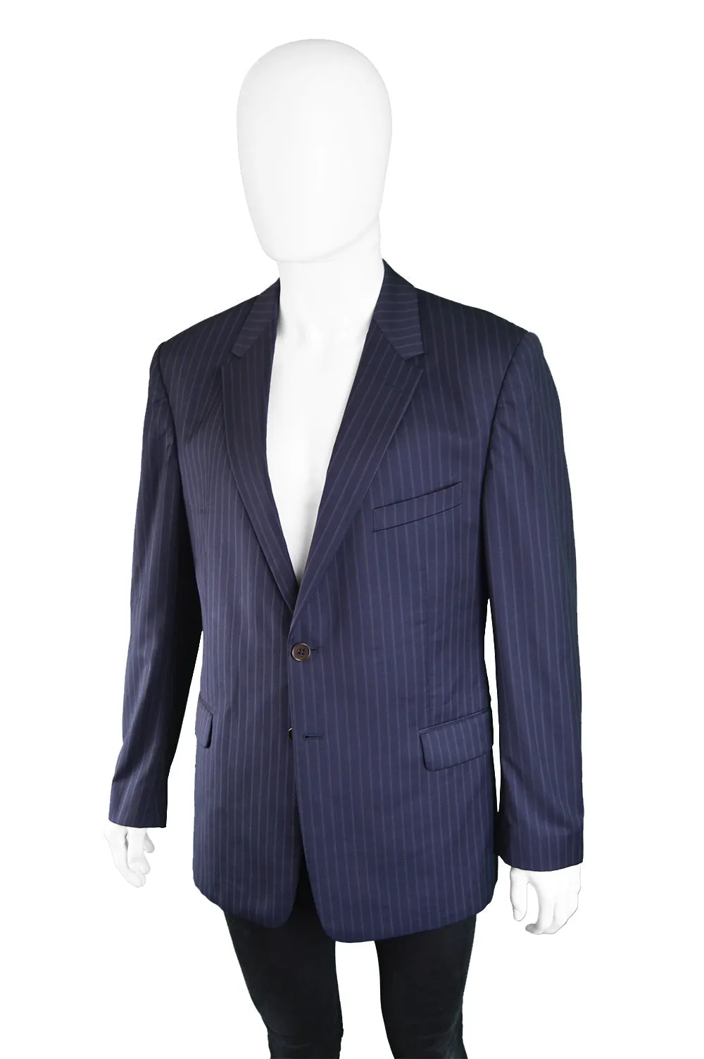 Navy Pinstripe Blazer Jacket, 2000s