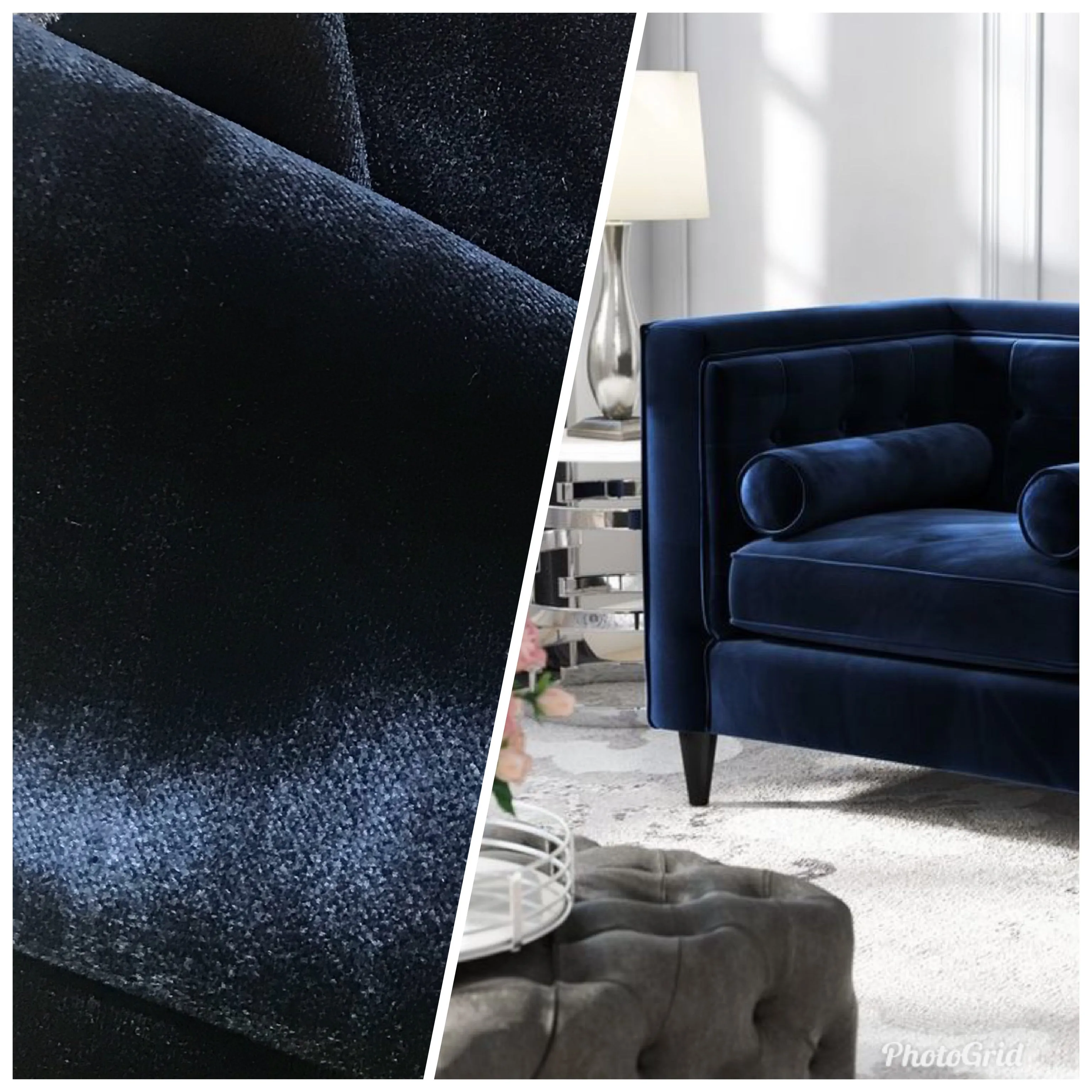 NEW King Silas Designer Made In Belgium Upholstery Velvet Fabric- Dark Blue