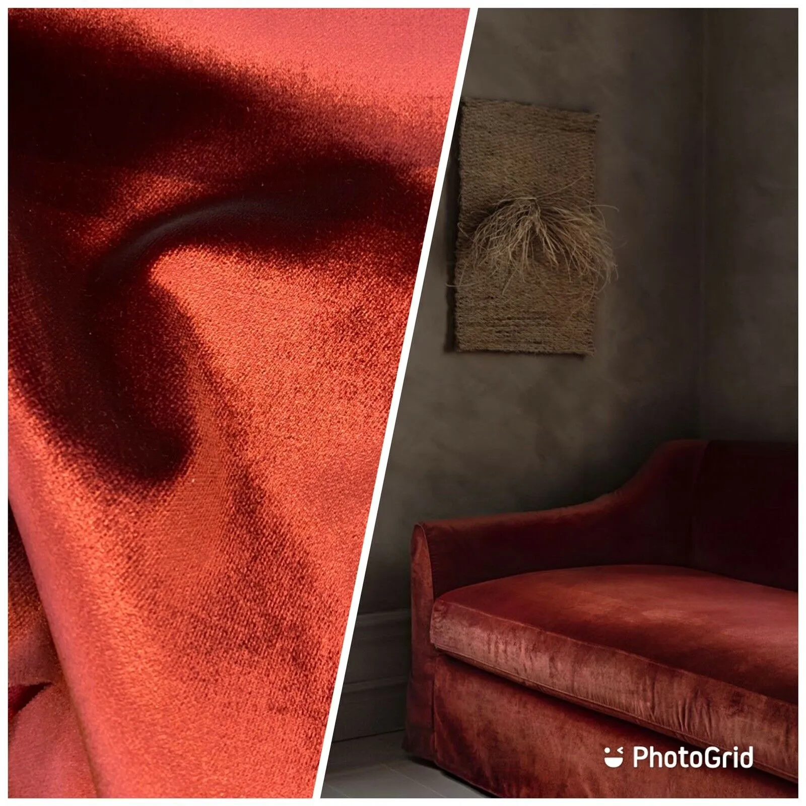 NEW King Vladimir Made In Belgium Upholstery Velvet Fabric- Rust Red