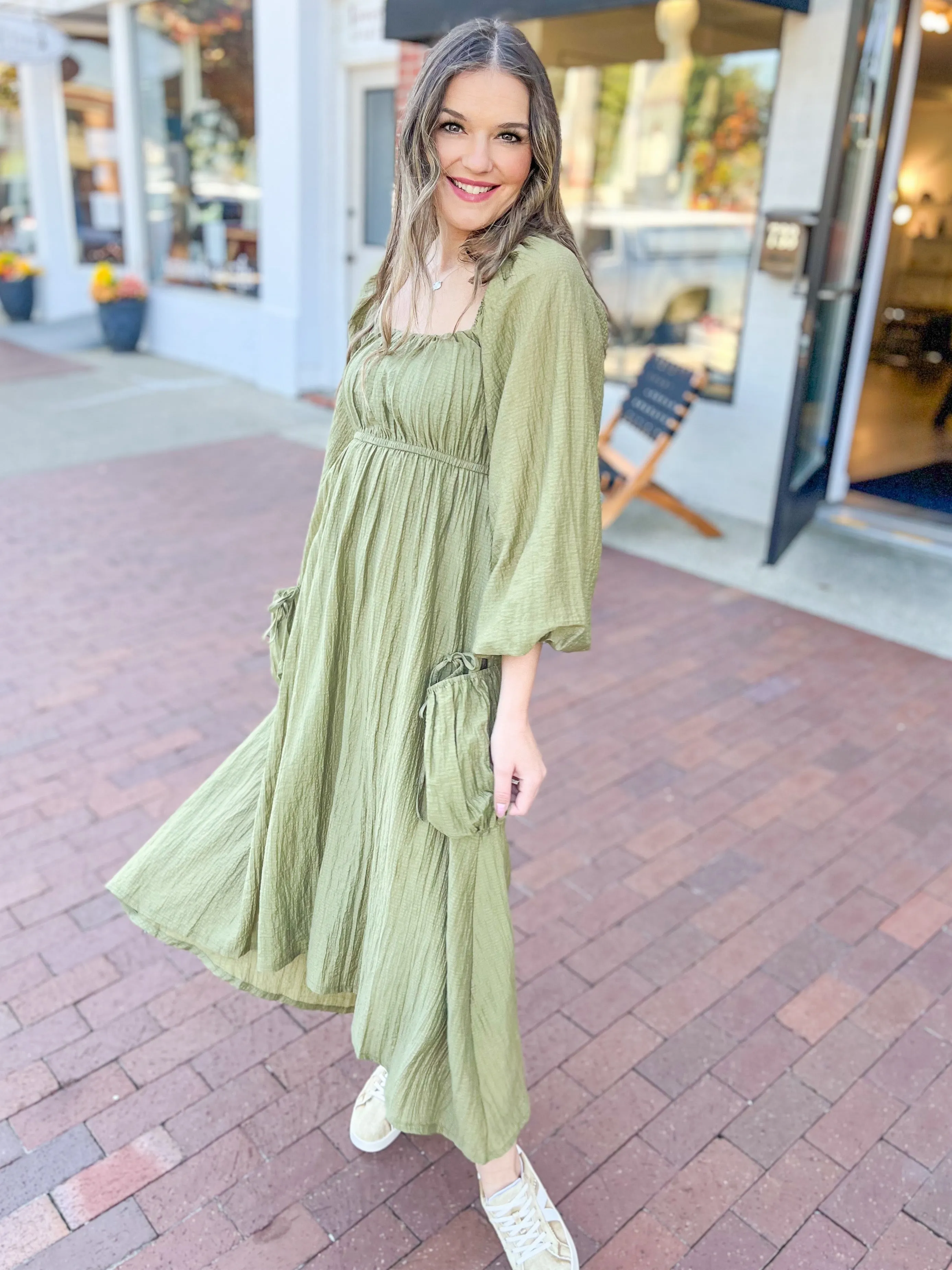 Olive Slouchy Pocket Maxi