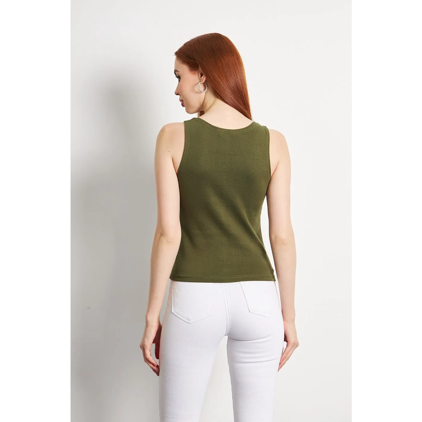 Olive Square Neck Tank Top