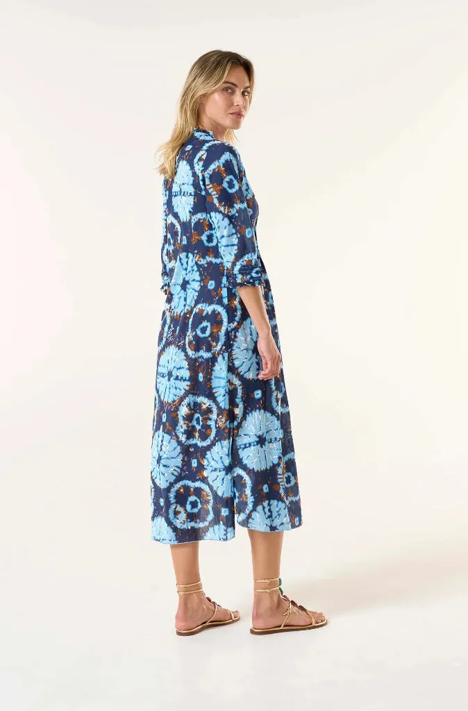 One Season Long Poppy Dress in Camogli Navy