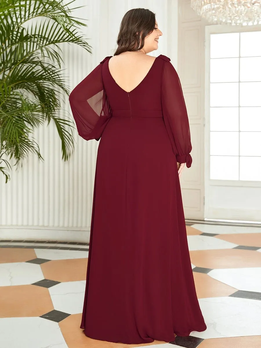 Open Lantern Sleeve A-Line Bridesmaid Dress