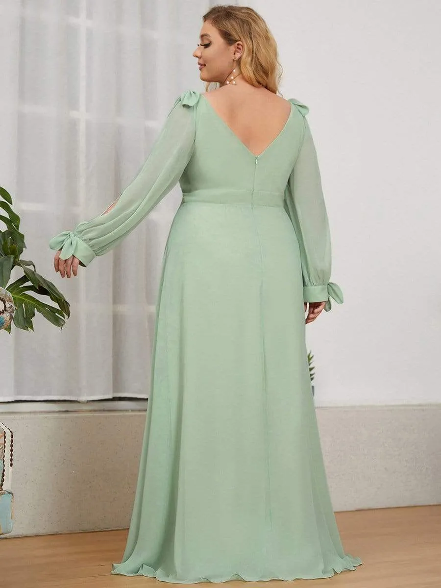 Open Lantern Sleeve A-Line Bridesmaid Dress