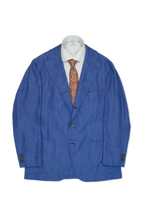 Orazio Luciano Blue Herringbone Wool/Silk/Linen Sport Coat