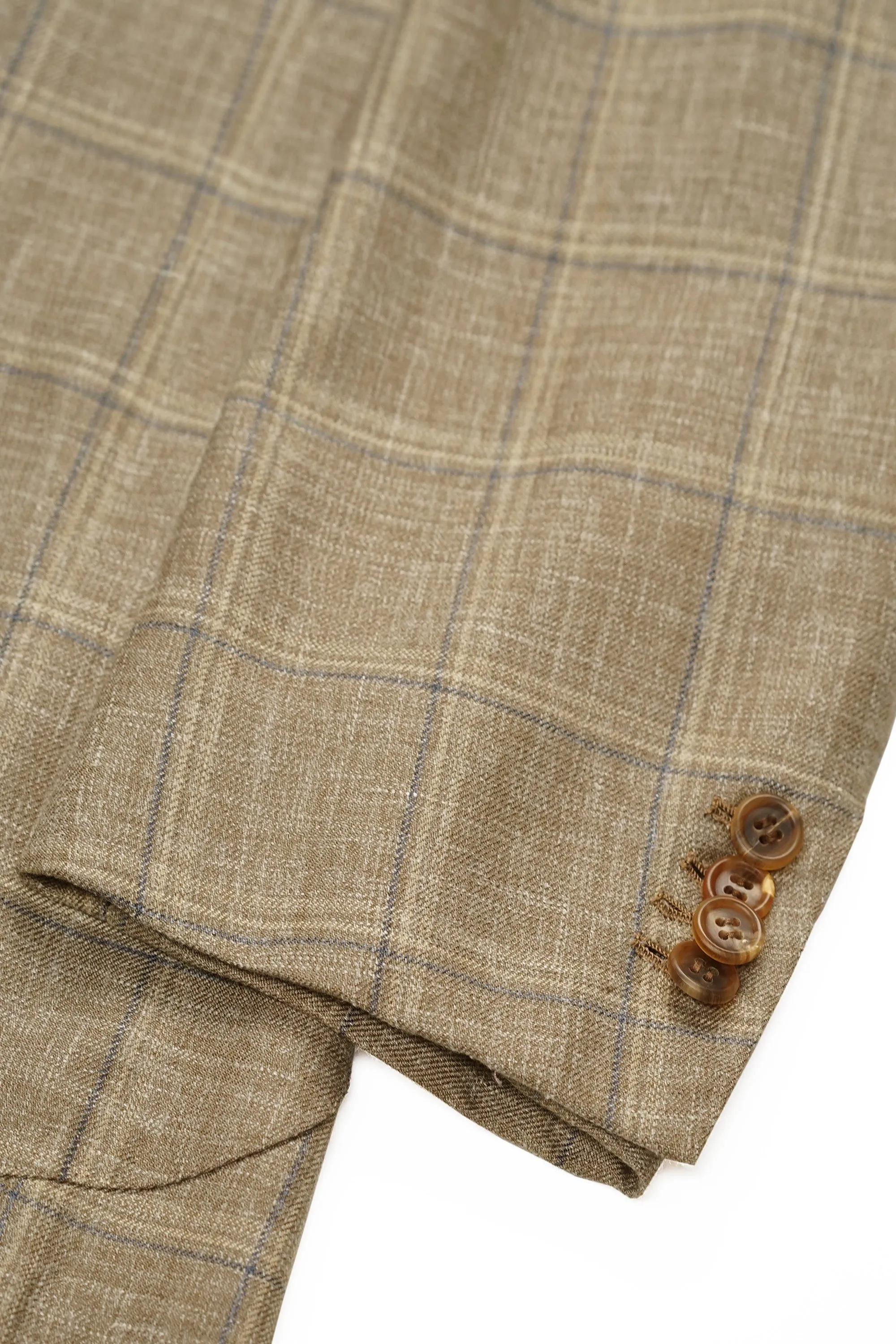 Orazio Luciano Brown with Blue Check Wool/Silk/Linen Sport Coat