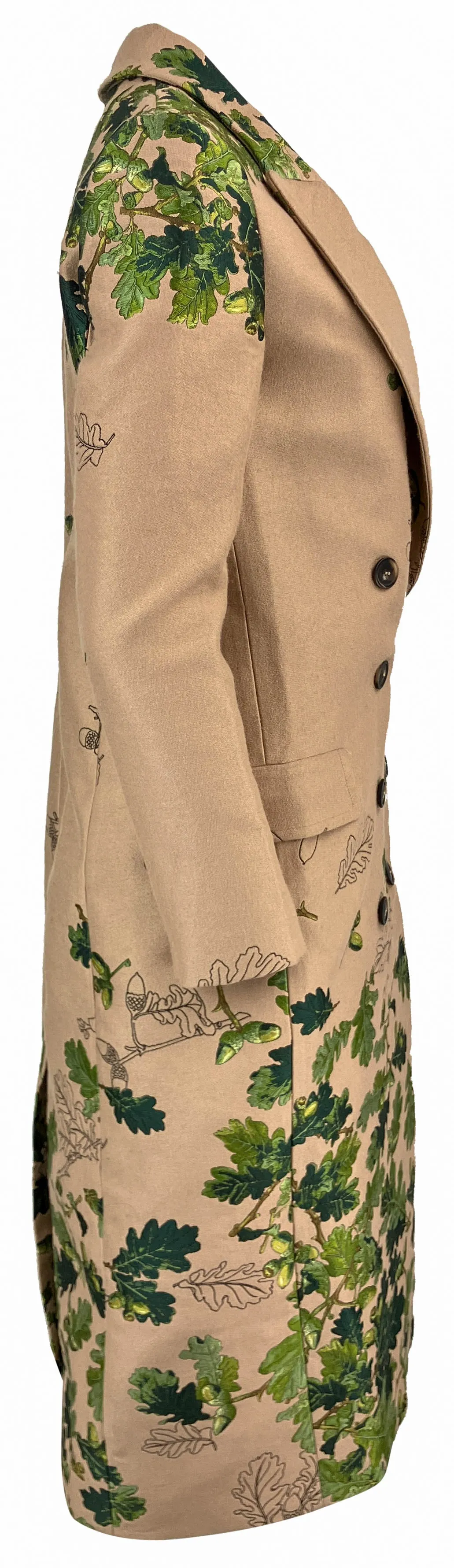 Oscar de la Renta Acorn Jacquard Long Coat in Light Brown