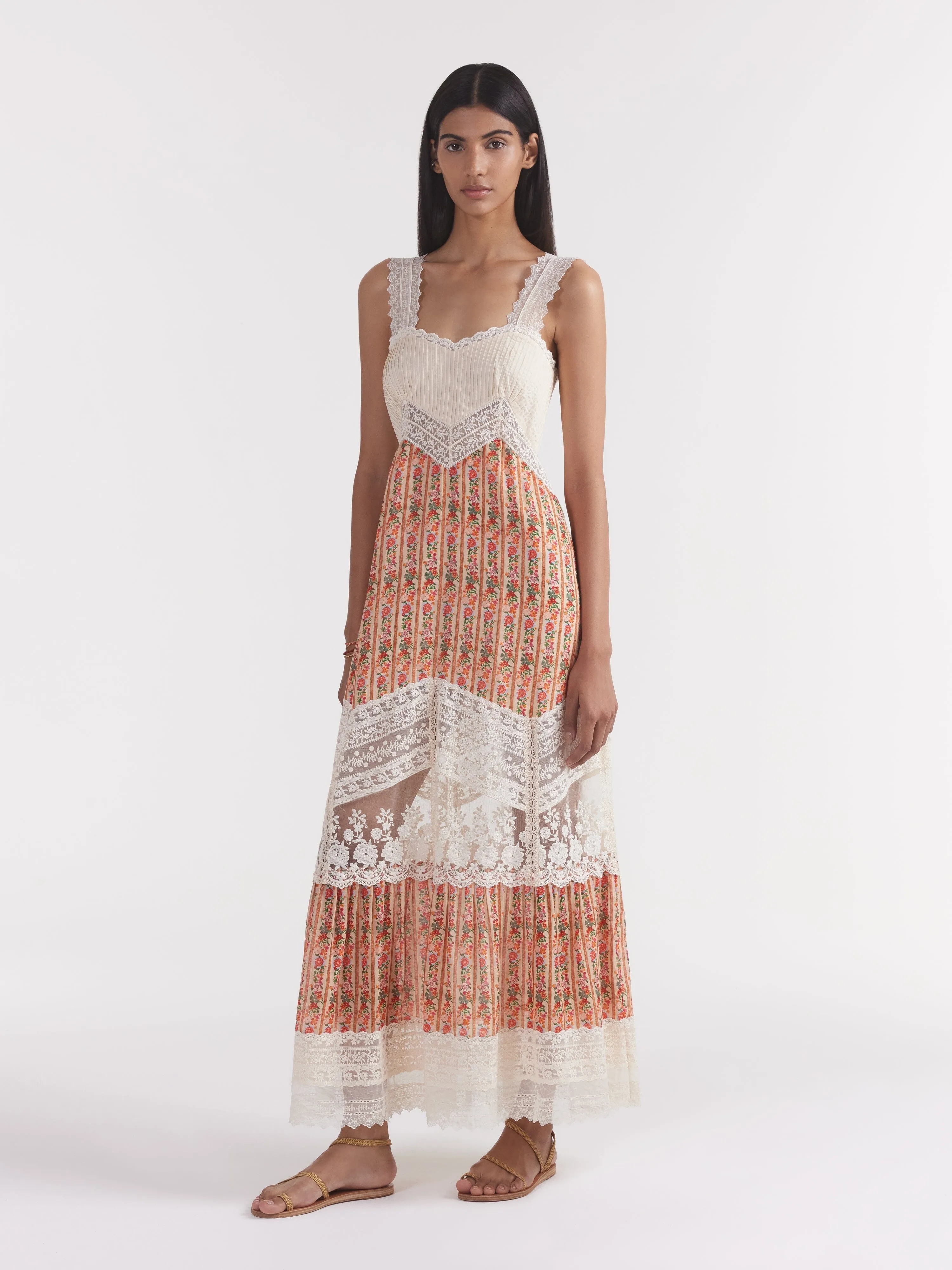 Phoebe Dress in Zinnia Stripe Cream