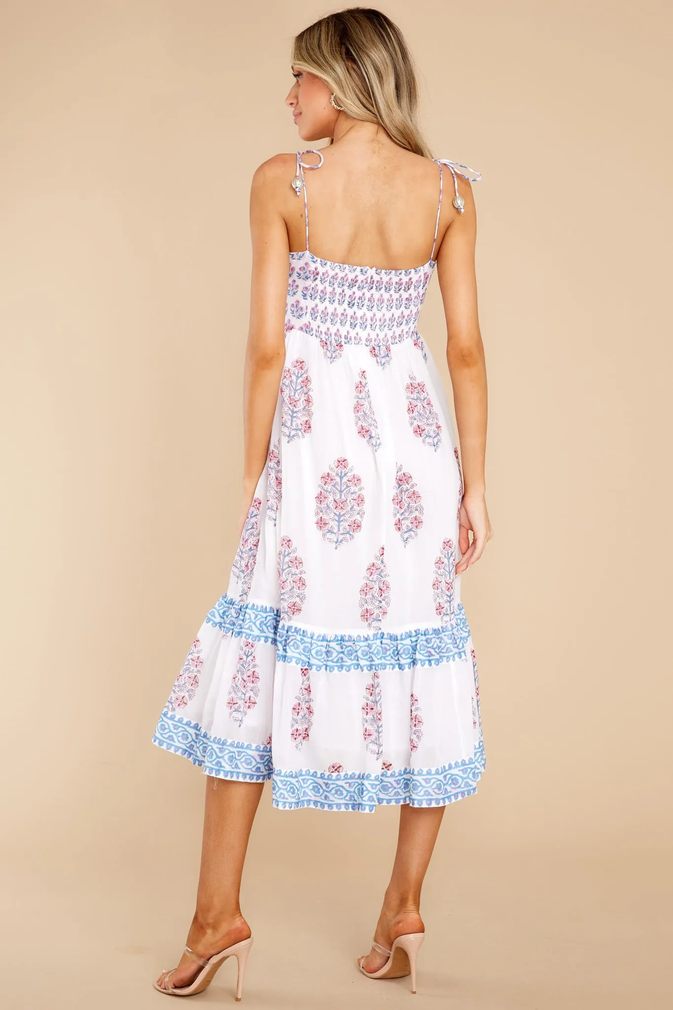 Posey Blue Tie Strap Midi Dress