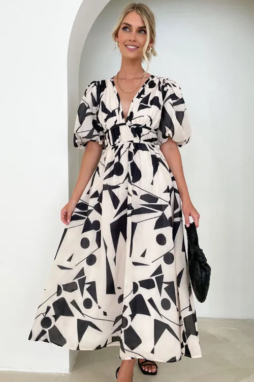 Real Love Print Puff Sleeve Maxi Dress - 6 Colors