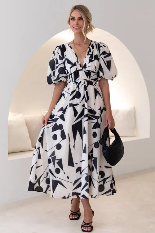 Real Love Print Puff Sleeve Maxi Dress - 6 Colors