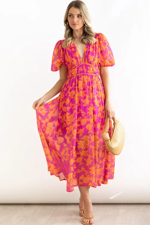 Real Love Print Puff Sleeve Maxi Dress - 6 Colors