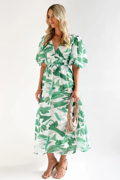 Real Love Print Puff Sleeve Maxi Dress - 6 Colors