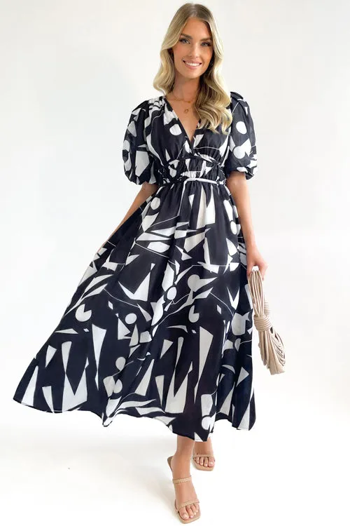 Real Love Print Puff Sleeve Maxi Dress - 6 Colors