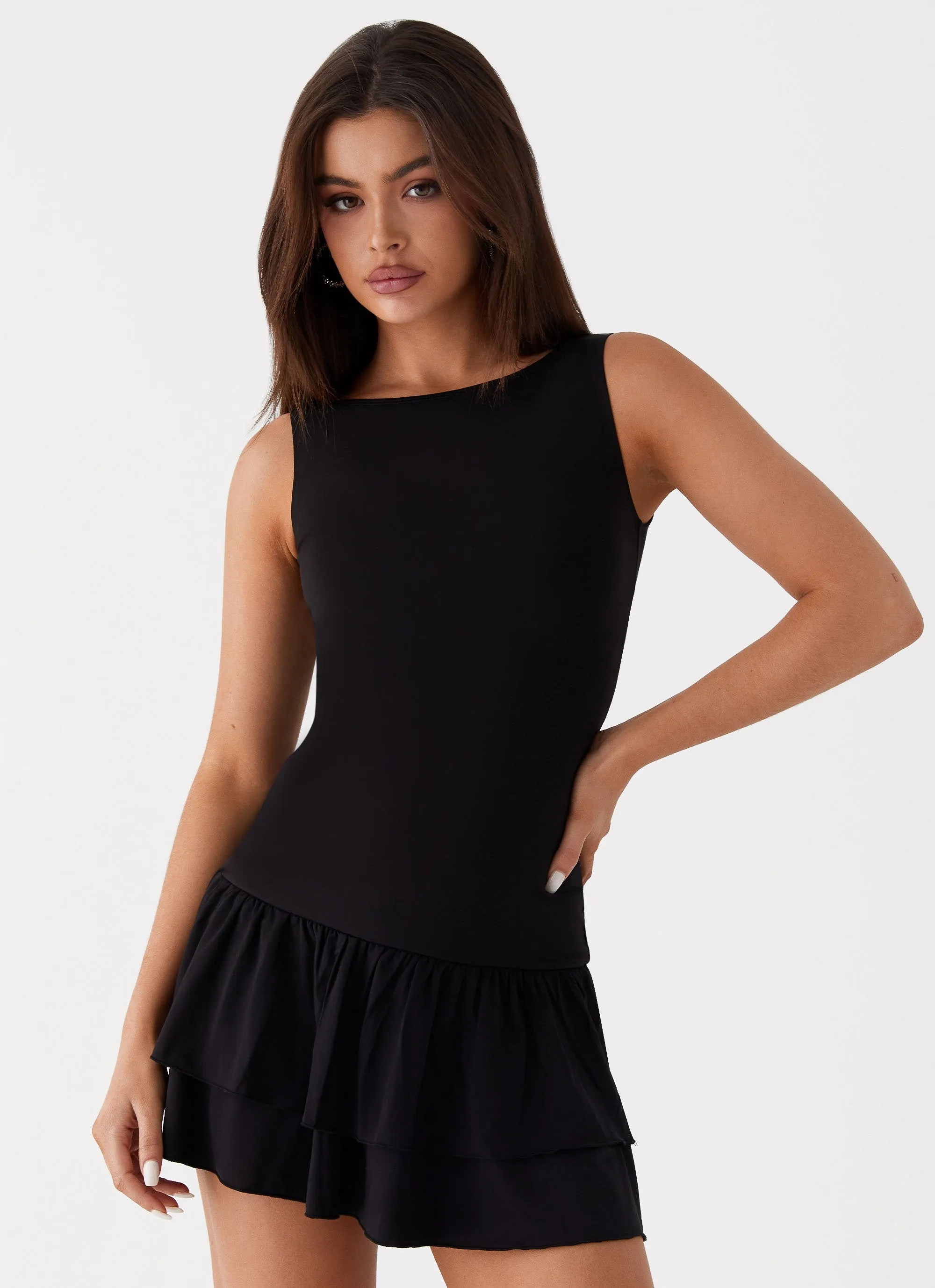 Rhiannon Frill Mini Dress - Black