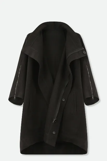 RICCIO ONE-SIZE COAT IN ITALIAN WOOL BLACK