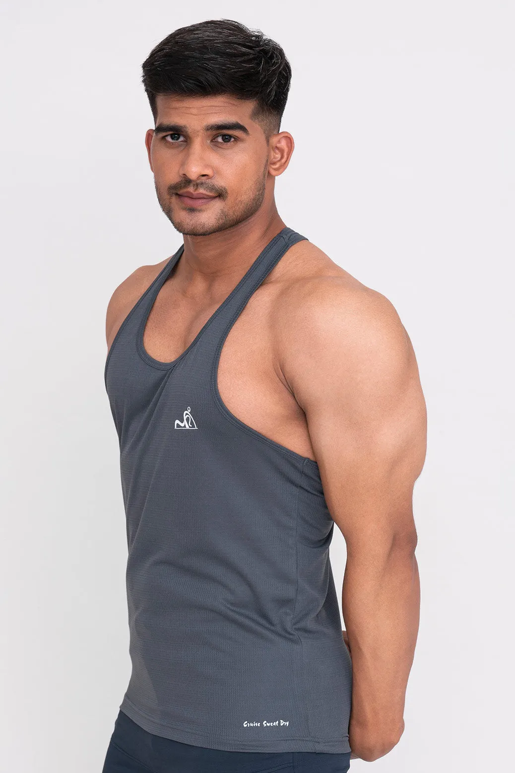 Rocklike Gym Vest Stringer for Men Dark Grey