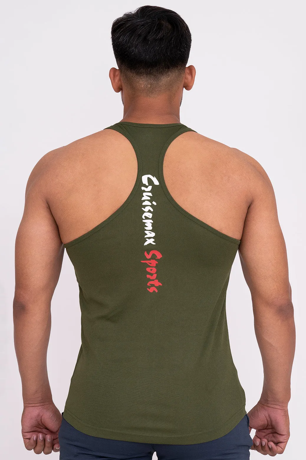 Rocklike Gym Vest Stringer for Men Mehandi