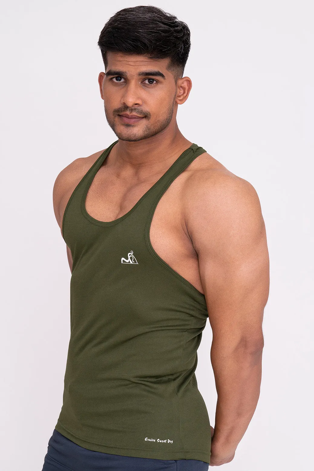 Rocklike Gym Vest Stringer for Men Mehandi