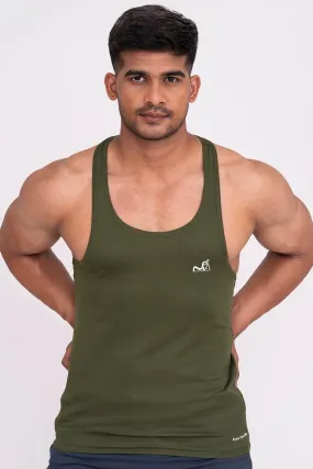 Rocklike Gym Vest Stringer for Men Mehandi