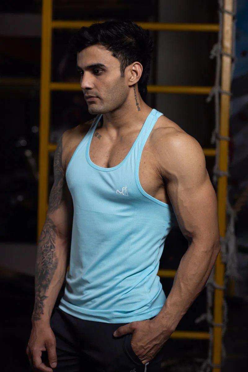 Rocklike Gym Vest Stringer for Men Mint Blue