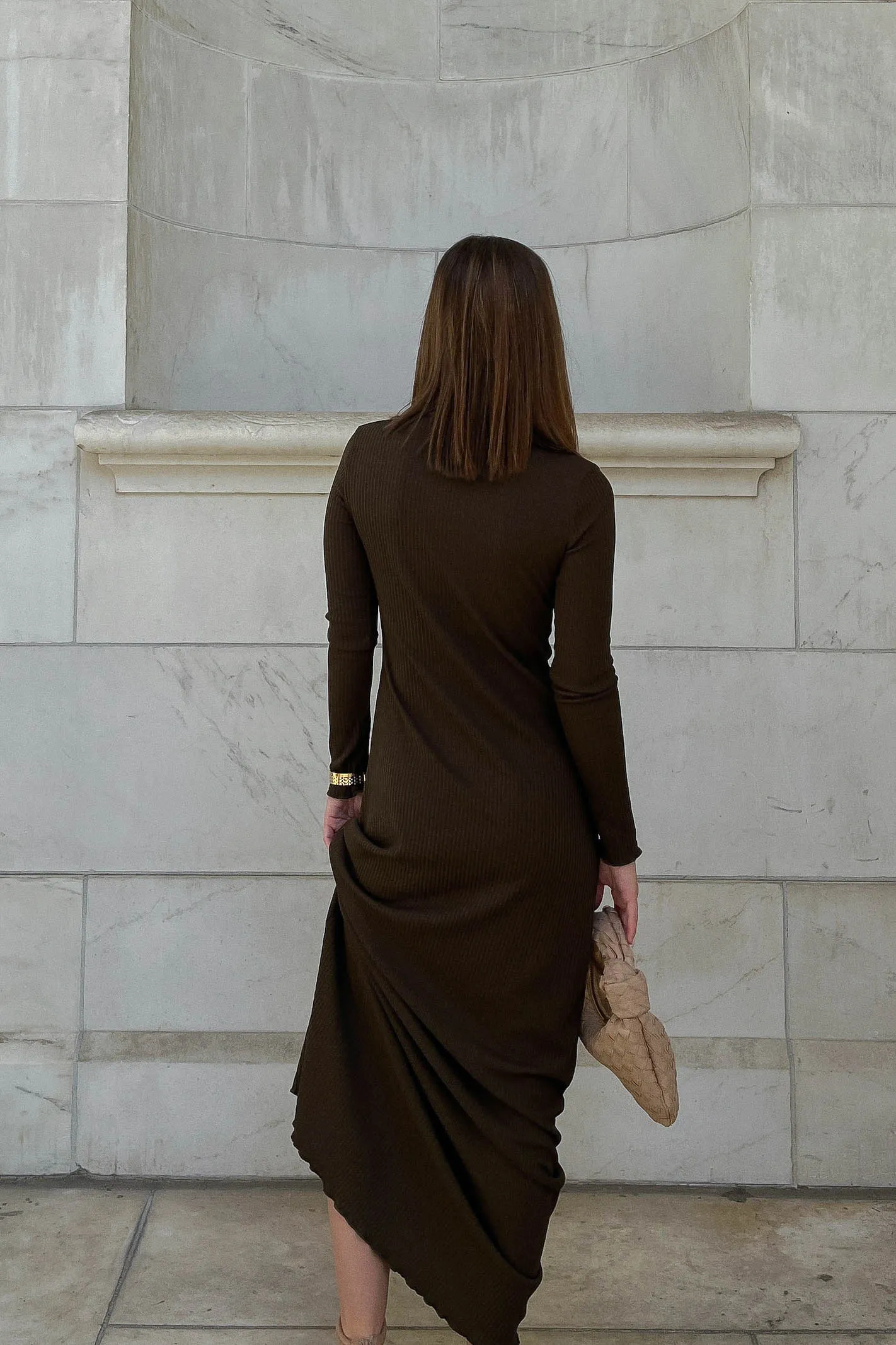 ROWAN LONG SLEEVE MAXI DRESS / BROWN