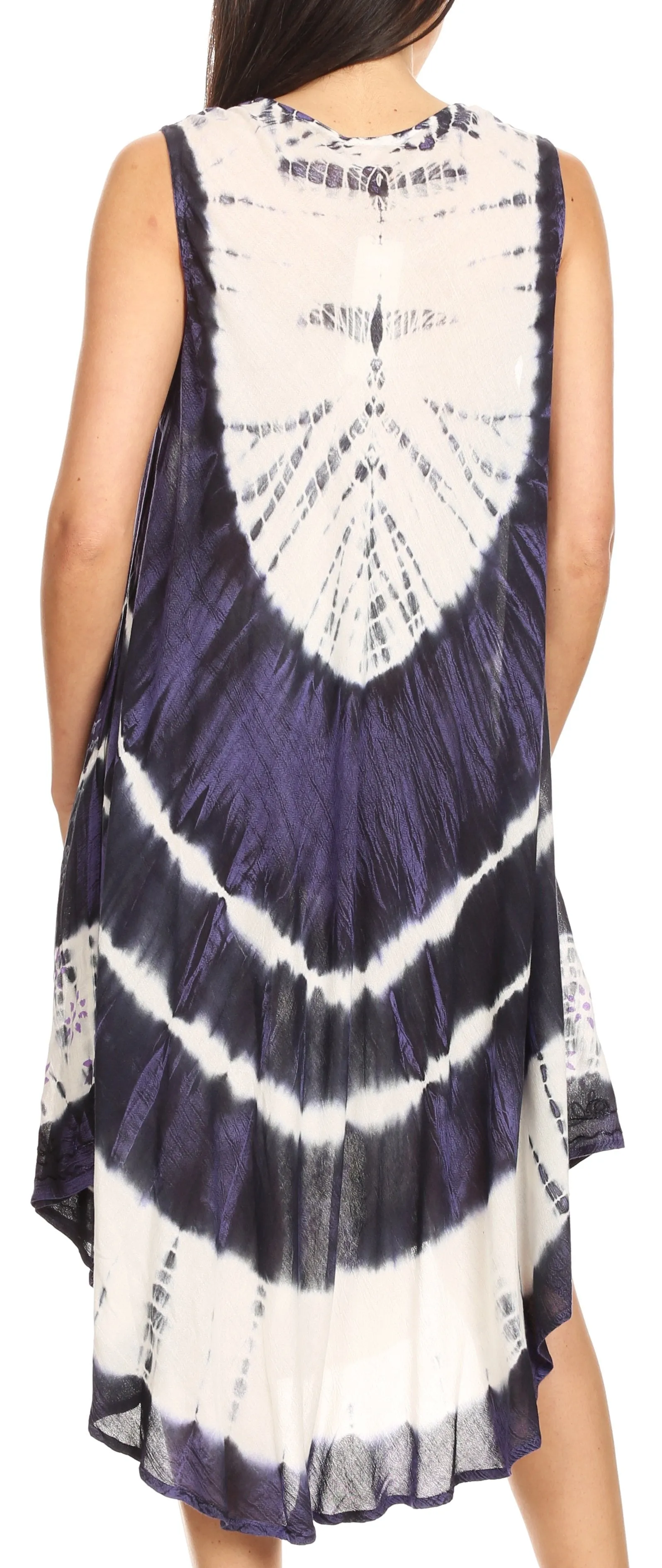 Sakkas Ambra Women's Casual Maxi Tie Dye Sleeveless Loose Tank Cover-up Dress