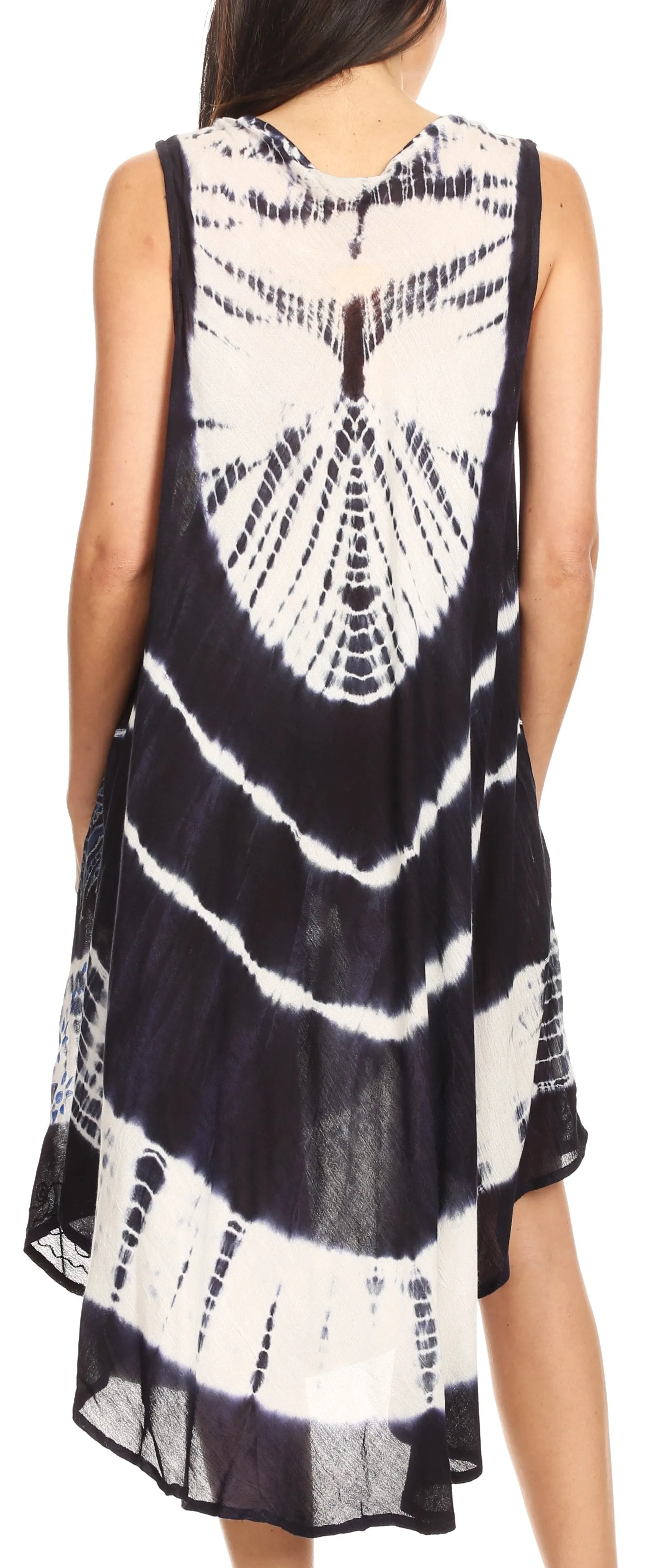 Sakkas Ambra Women's Casual Maxi Tie Dye Sleeveless Loose Tank Cover-up Dress