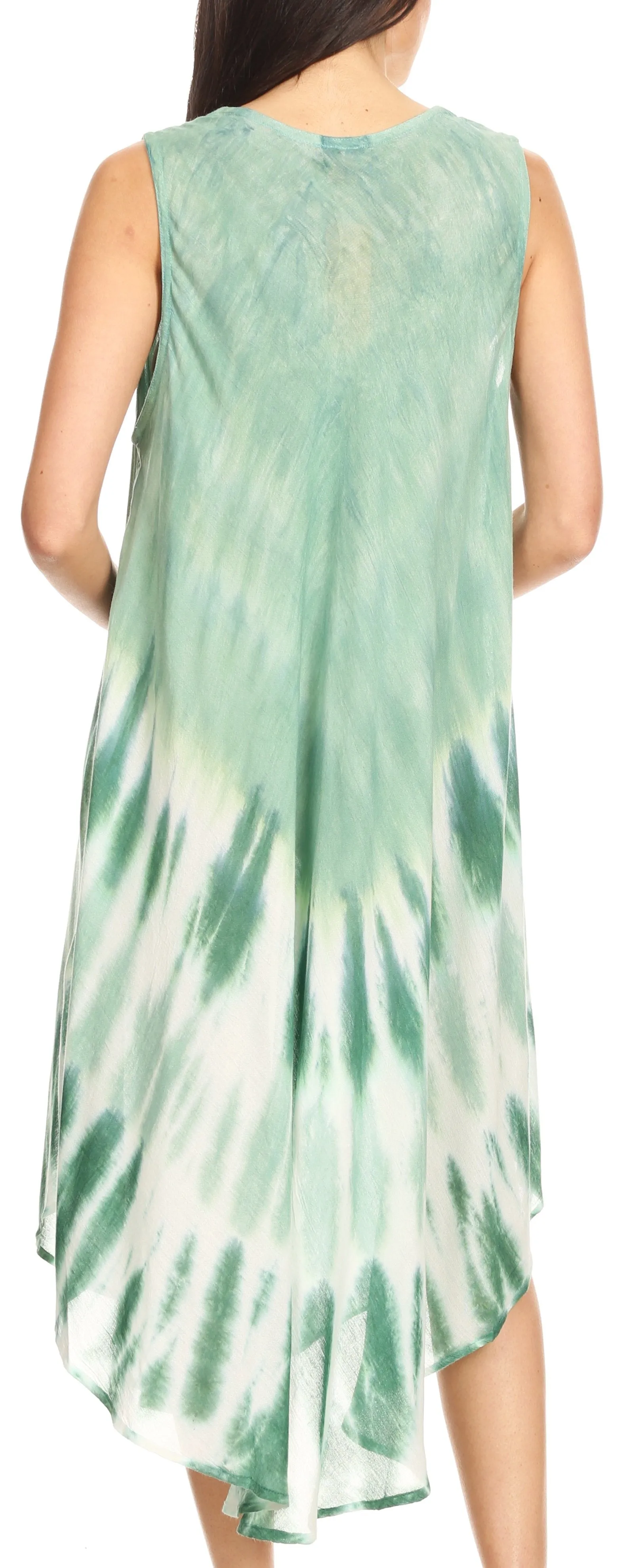 Sakkas Ambra Women's Casual Maxi Tie Dye Sleeveless Loose Tank Cover-up Dress