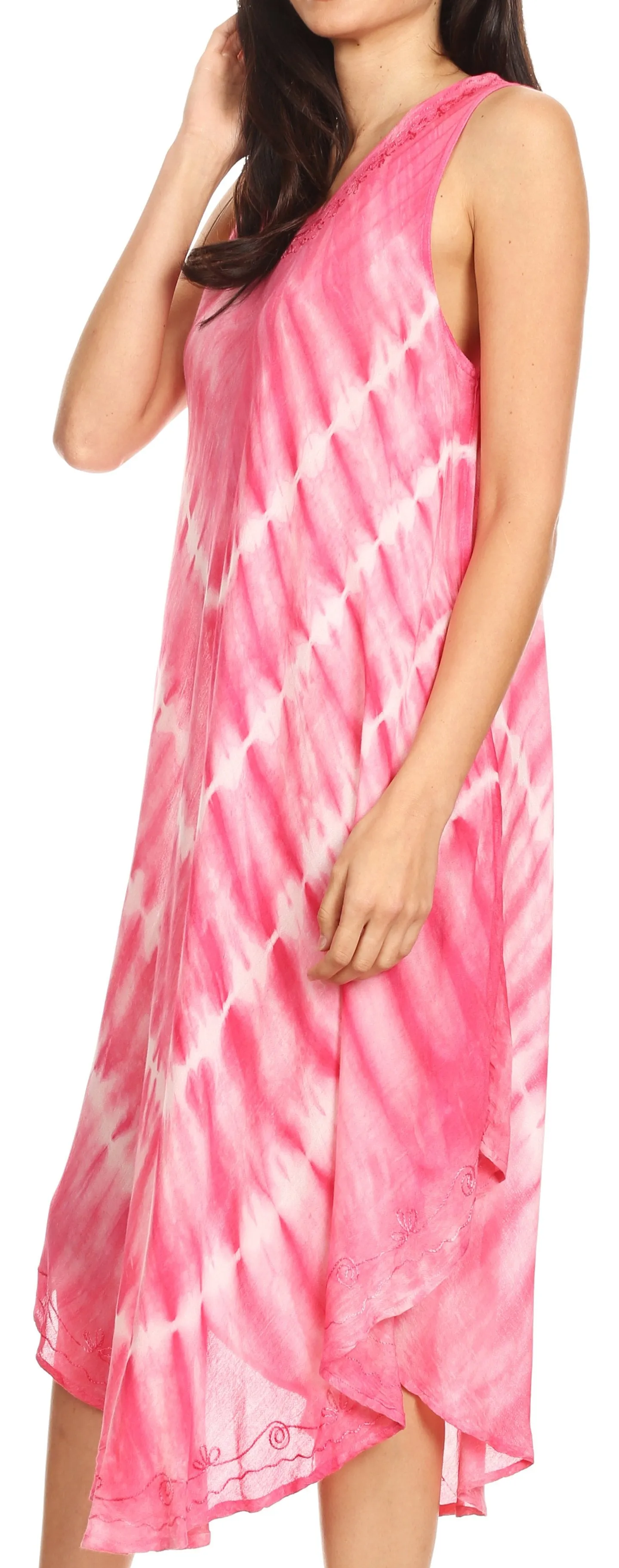 Sakkas Ambra Women's Casual Maxi Tie Dye Sleeveless Loose Tank Cover-up Dress