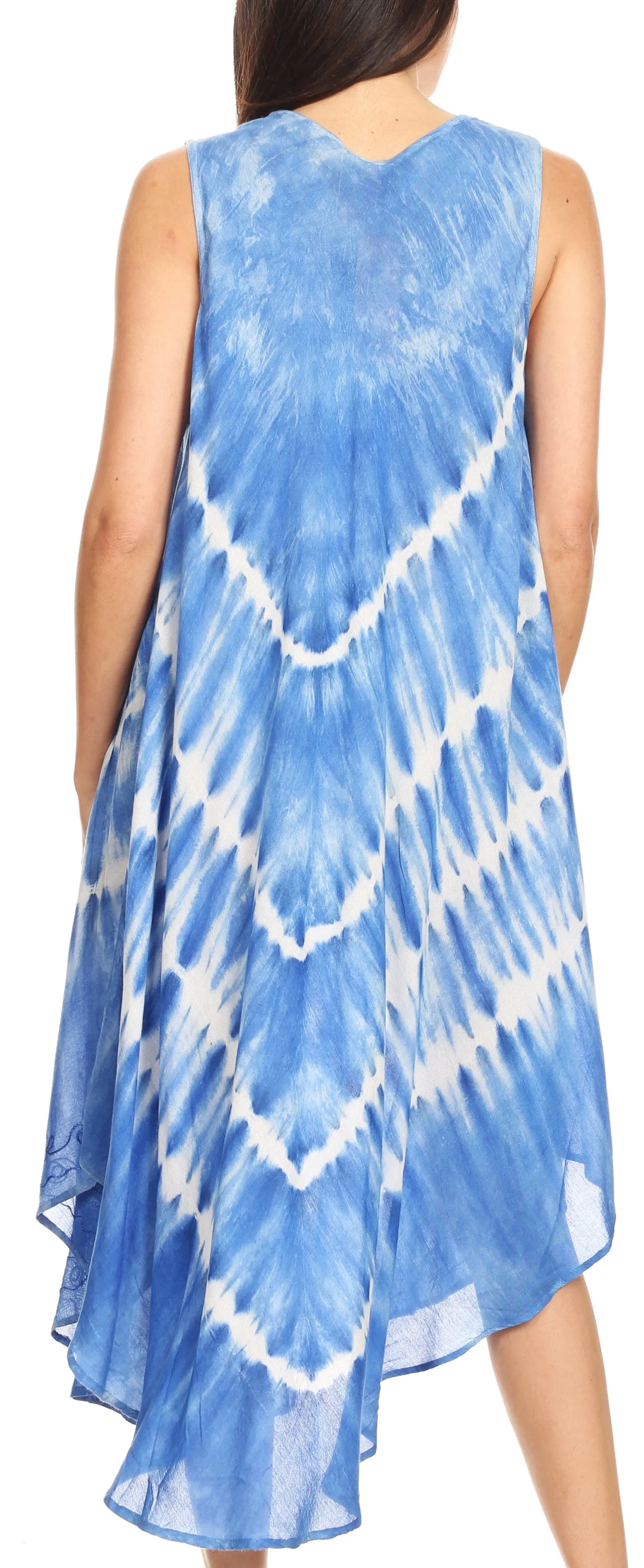 Sakkas Ambra Women's Casual Maxi Tie Dye Sleeveless Loose Tank Cover-up Dress