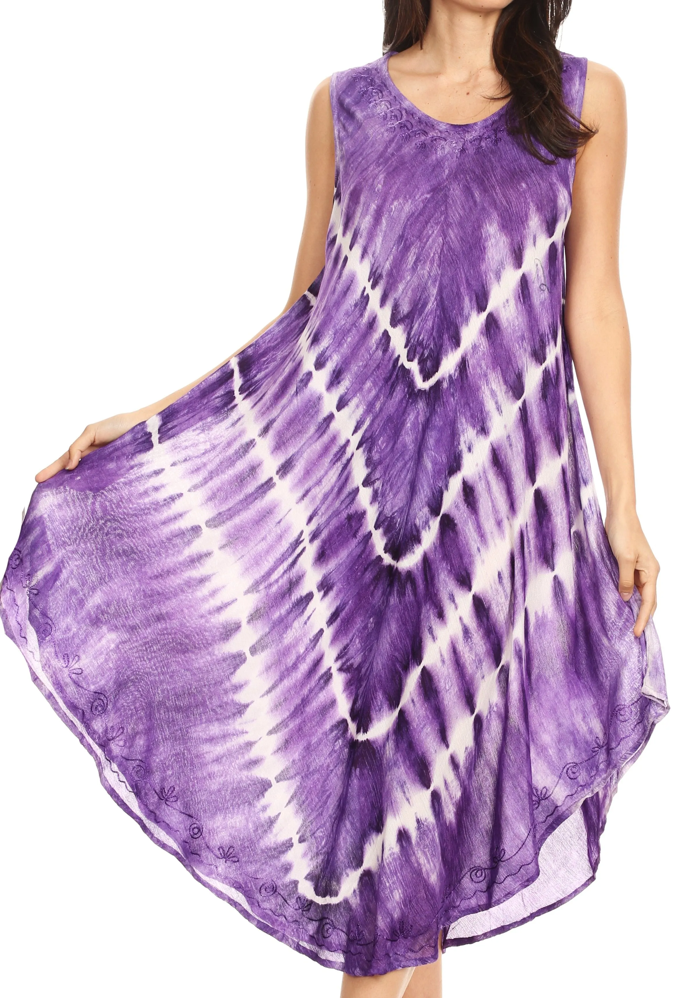 Sakkas Ambra Women's Casual Maxi Tie Dye Sleeveless Loose Tank Cover-up Dress