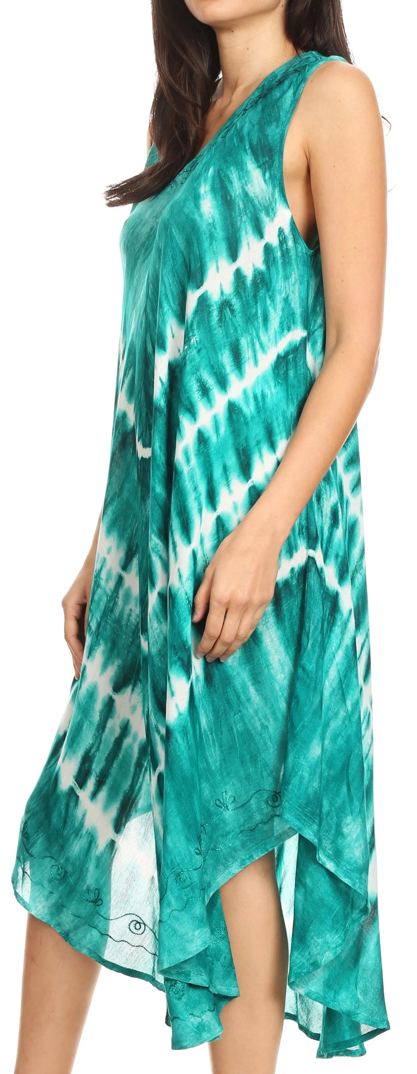 Sakkas Ambra Women's Casual Maxi Tie Dye Sleeveless Loose Tank Cover-up Dress