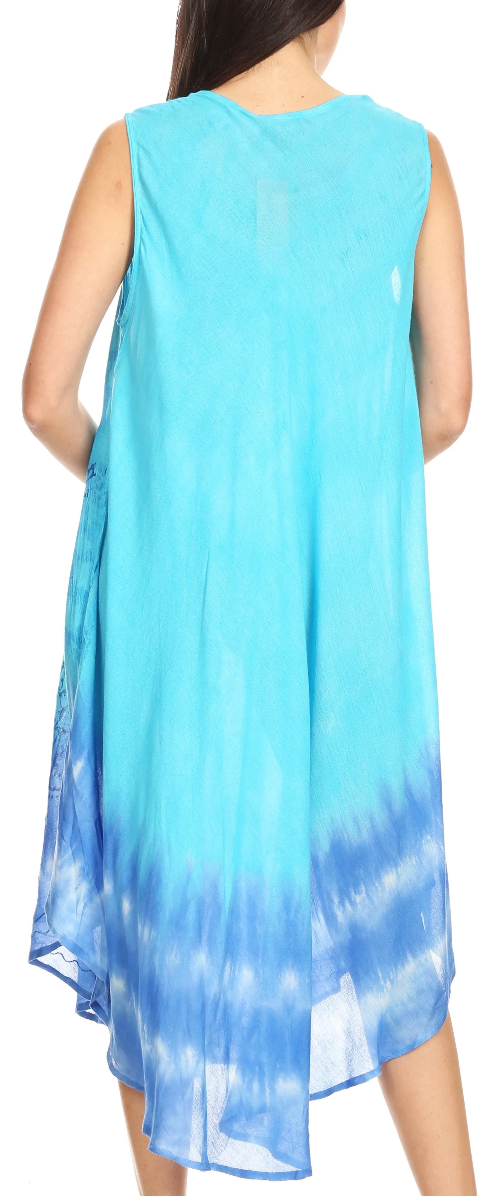 Sakkas Ambra Women's Casual Maxi Tie Dye Sleeveless Loose Tank Cover-up Dress