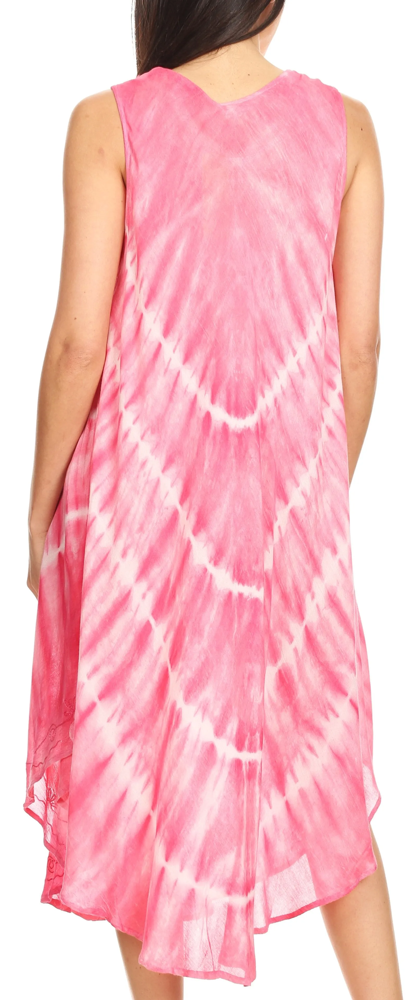 Sakkas Ambra Women's Casual Maxi Tie Dye Sleeveless Loose Tank Cover-up Dress