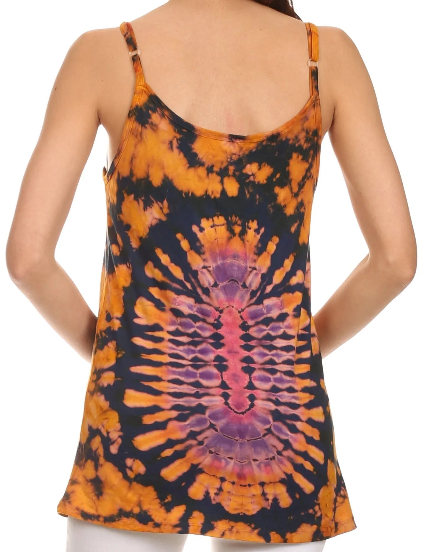 Sakkas Bree Adjustable Spaghetti Strap Tie Dye Tank Top