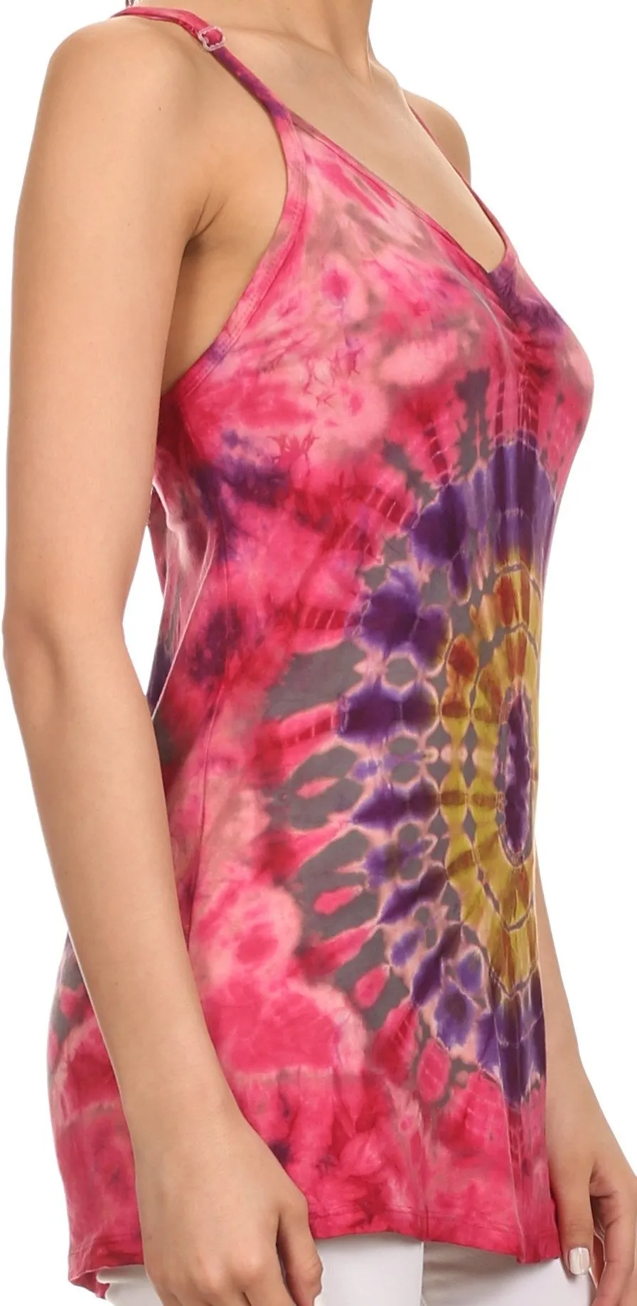 Sakkas Bree Adjustable Spaghetti Strap Tie Dye Tank Top