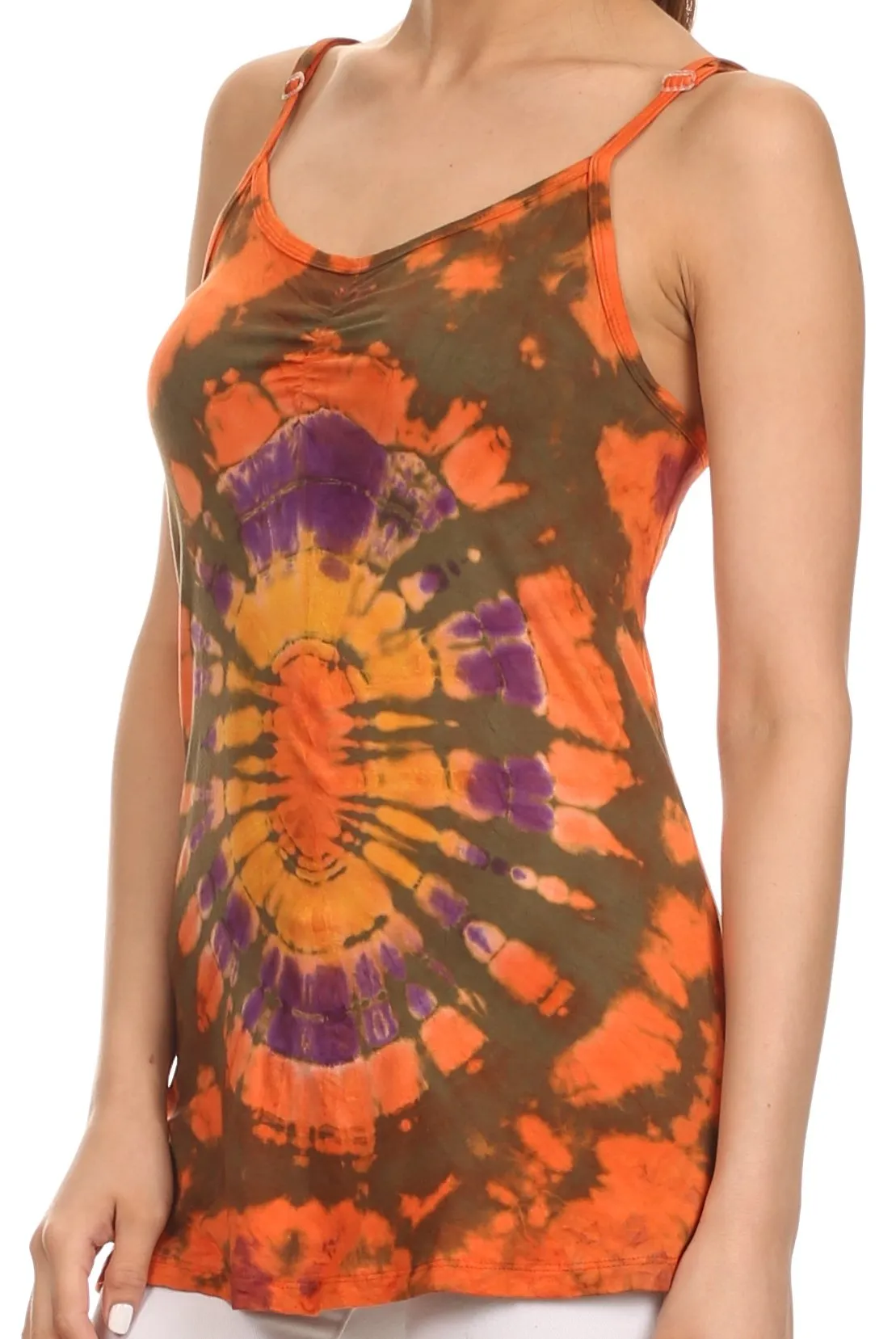 Sakkas Bree Adjustable Spaghetti Strap Tie Dye Tank Top