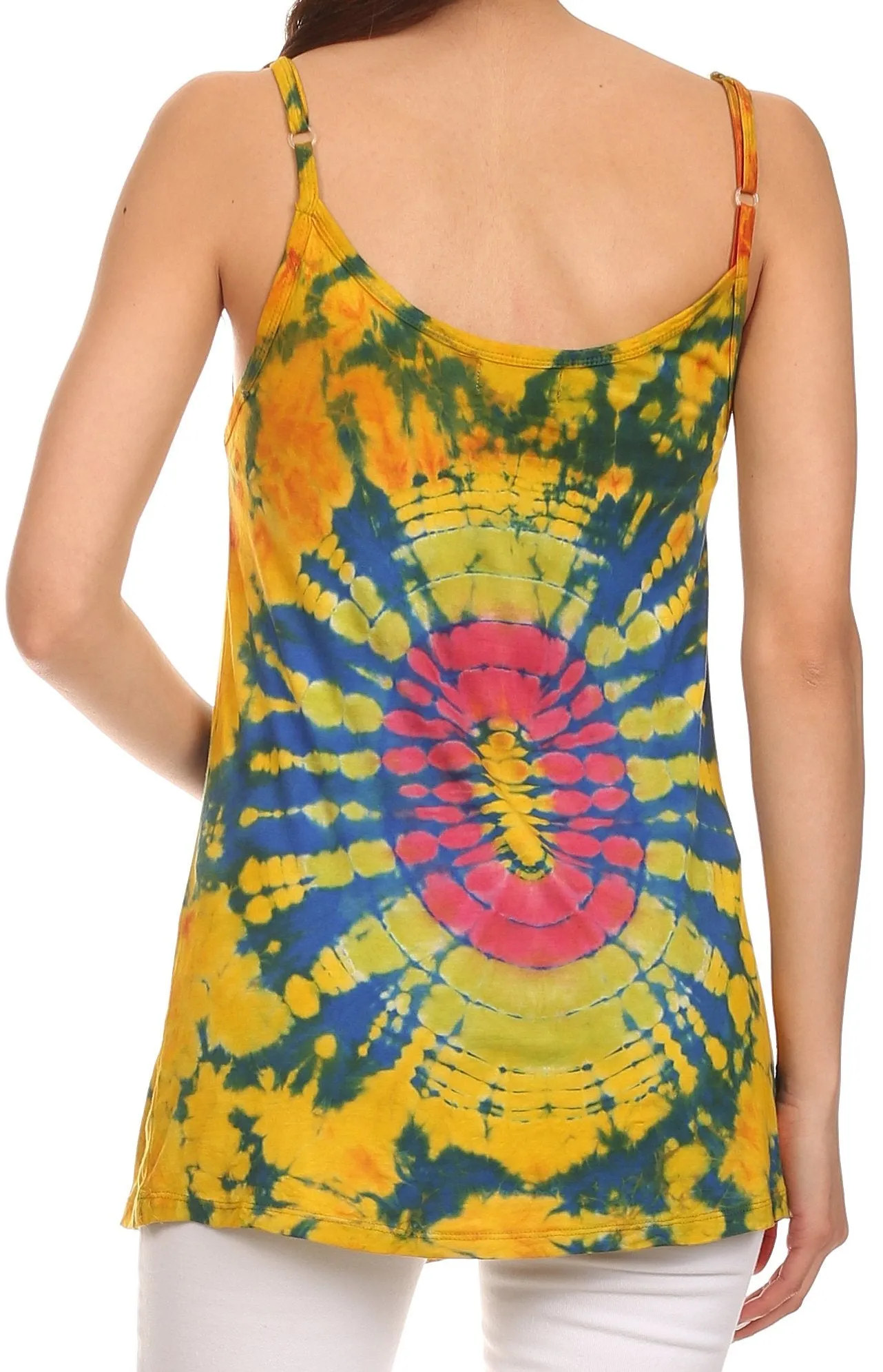 Sakkas Bree Adjustable Spaghetti Strap Tie Dye Tank Top