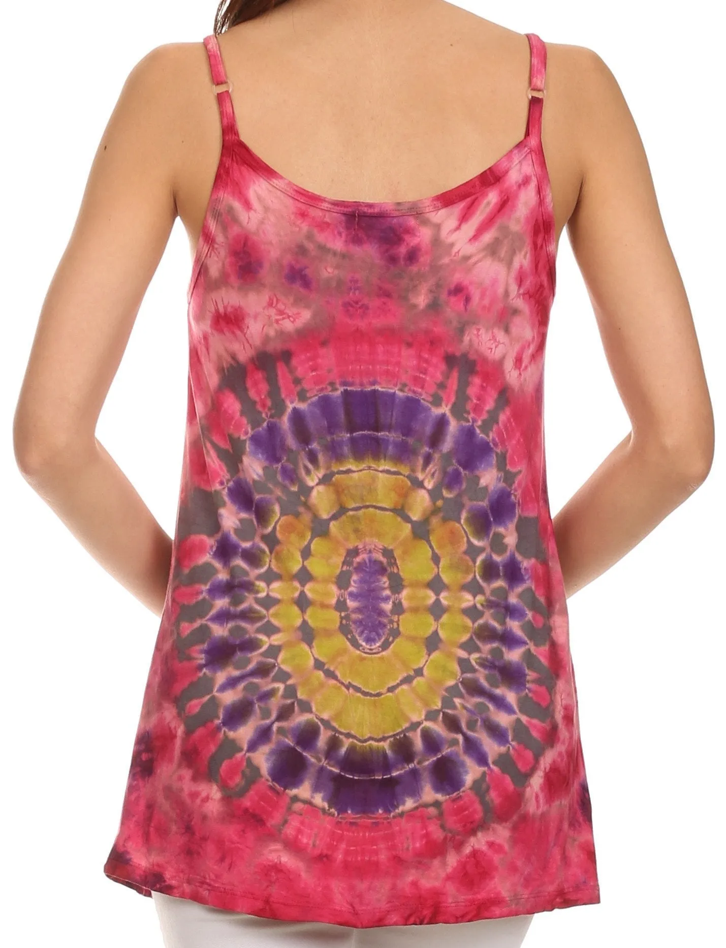 Sakkas Bree Adjustable Spaghetti Strap Tie Dye Tank Top