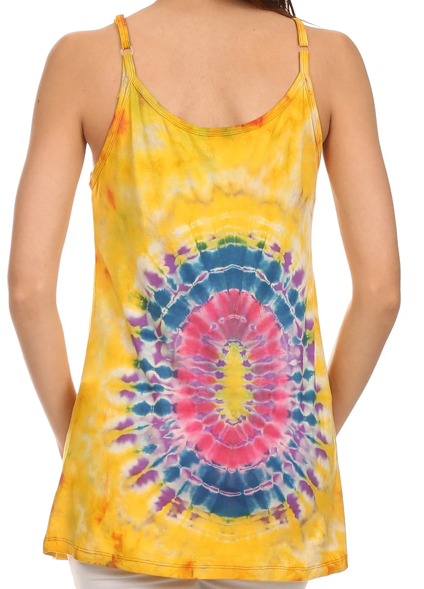 Sakkas Bree Adjustable Spaghetti Strap Tie Dye Tank Top