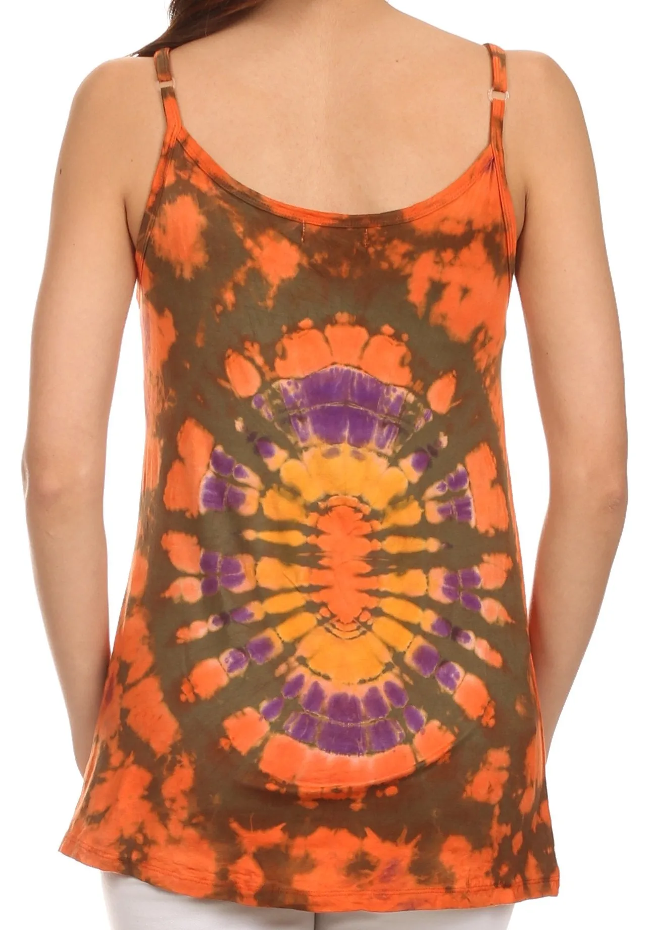 Sakkas Bree Adjustable Spaghetti Strap Tie Dye Tank Top