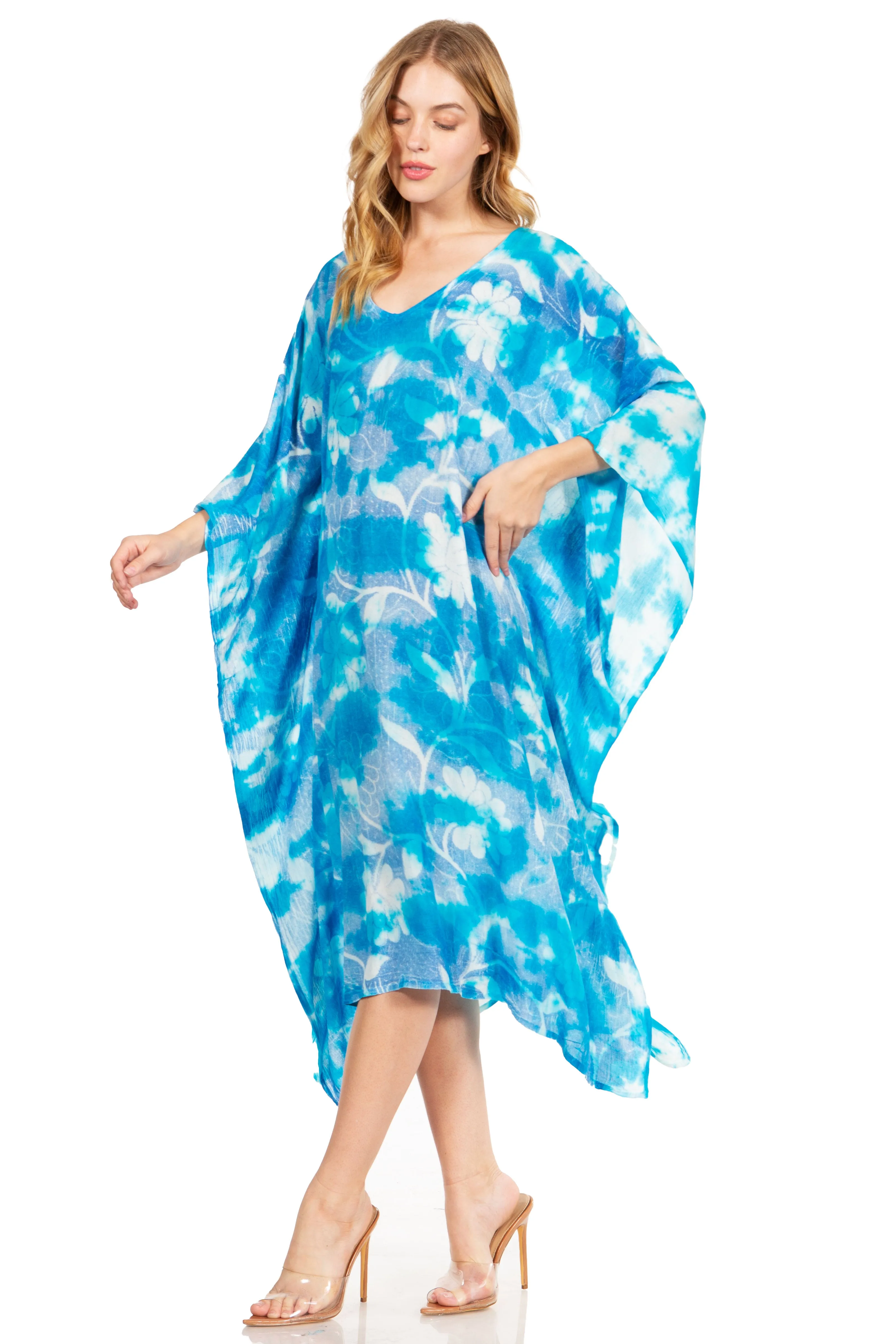 Sakkas Clementine Second Women's Tie Dye Caftan Dress/Cover Up Beach Kaftan Boho