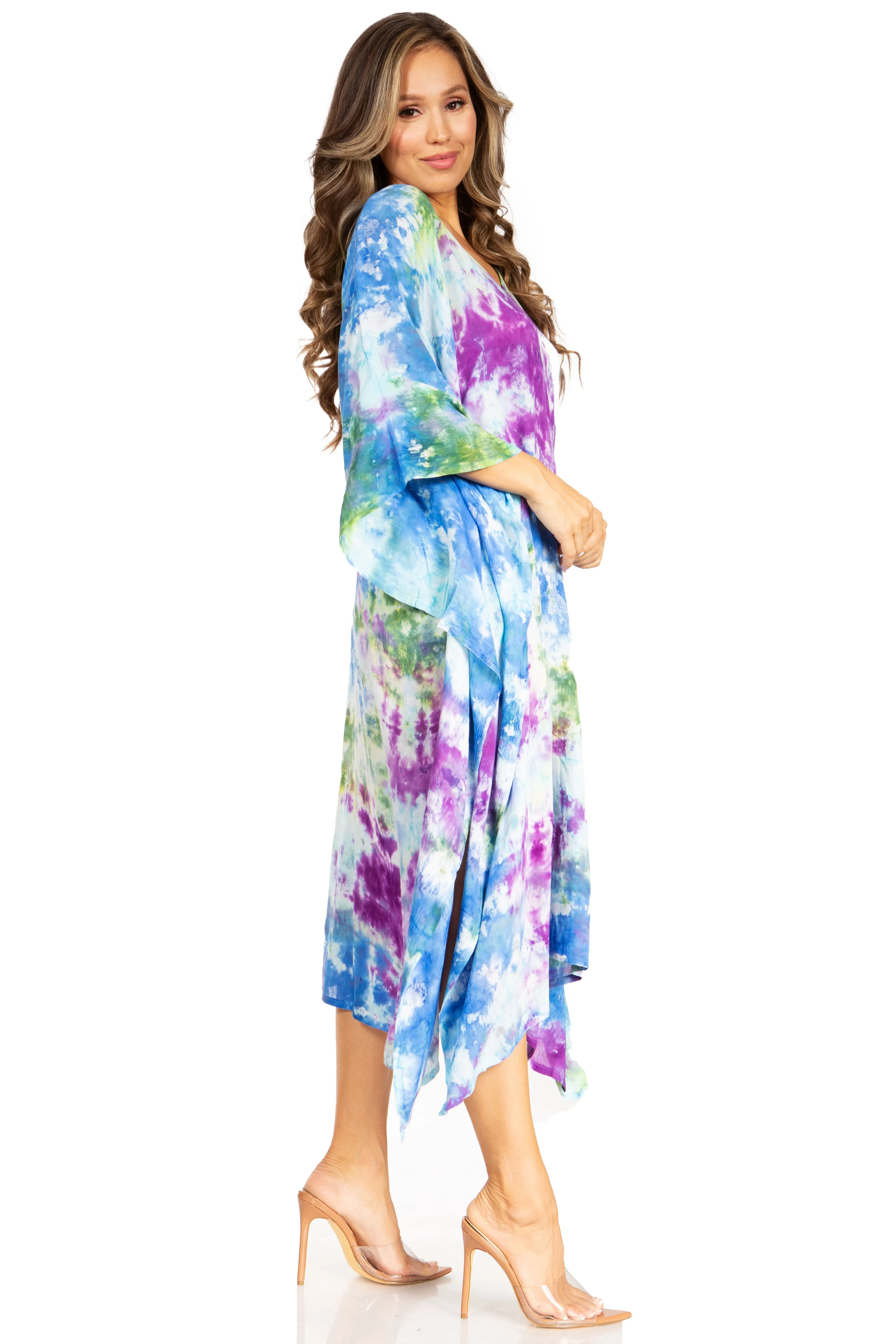 Sakkas Clementine Second Women's Tie Dye Caftan Dress/Cover Up Beach Kaftan Boho